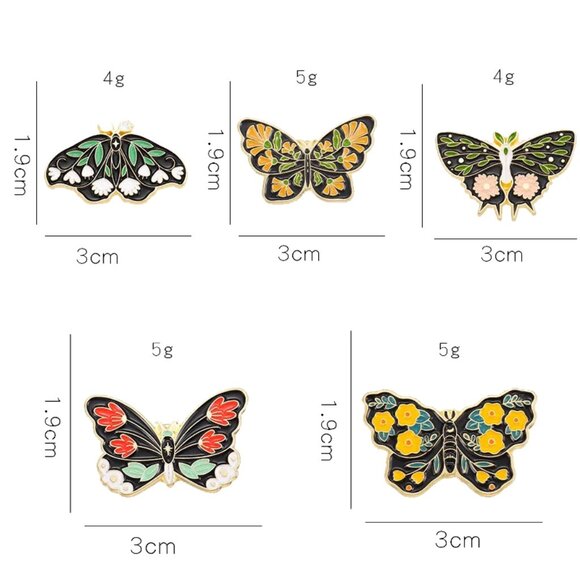 Whimsical Multicolor Butterfly Enamel 5-Piece Pin Set - Brand New! - Picture 11 of 11